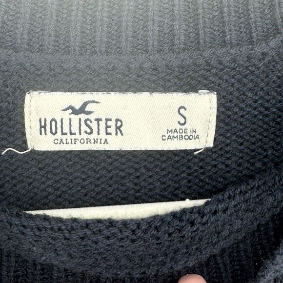 Hollister Women’s Easy Crew Sweater Navy Blue White Striped Size S - Picture 6 of 9